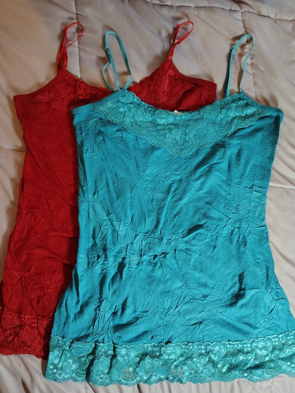 Maurices Lace-Trim Camisole Tank in Red & Teal